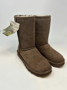Bearpaw Eliana Suede Snakeskin Design Mid Calf Fur-lined Boots Sz Women’s 6 - Picture 1 of 11