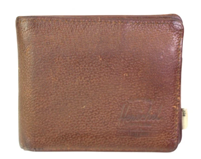 CARTERA PLEGABLE DE COLECCIÓN HERSCHEL DE CUERO GENUINO MARRÓN GUIJARRO PORTA TARJETAS DE IDENTIFICACIÓN Foto 1 de 4