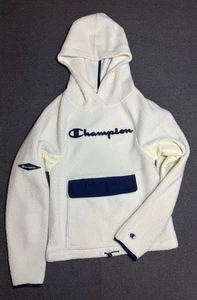 SUDADERA CON CAPUCHA MUJER TALLA/X CHAMPION IMITACIÓN SHERPA BLANCA Y AZUL - Imagen 1 de 6