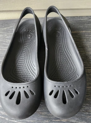 Zapatos planos de ballet CROCS para mujer talla 9W MALINDI negros sin cordones recortados Foto 1 de 4