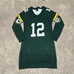 Green Bay Packers Sweater Dress Womens Medium Green NFL Football Rodgers 12 Knit - Picture 1 of 4