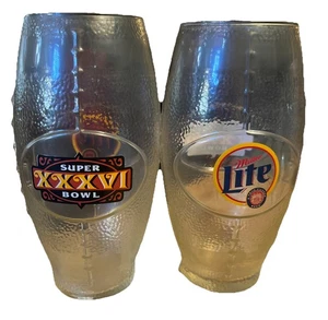 Miller Lite Set of 2 Football Shaped Beer Glasses Super Bowl 36 XXXVI  - Picture 1 of 6