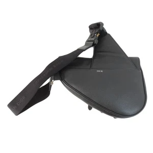 Dior saddle bag Body Bag Calfskin Black Leather Shoulder Bag Beauty Unisex Auth - Picture 1 of 11