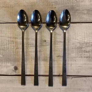 4 Oxford Hall OXH3 Stainless Flatware Iced Tea Spoons Japan Rose Flowers Lot #2 - Picture 1 of 12
