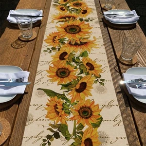 Fall Sunflowers Table Runner, Vintage Spring Summer Flower Home Kitchen Dinin... - Picture 1 of 7