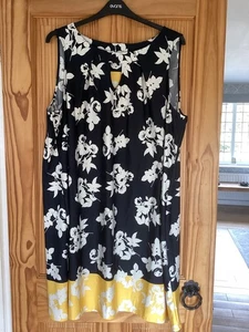 Evans Floral Yellow & Black Sleeveless Stretch Dress Plus Size 22-24 - Picture 1 of 3