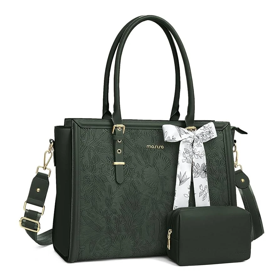 MOSISO Laptop Bag for Women, 15.6-16 inch PU Leather Tote Bag - Sage Green - Image 1 of 1