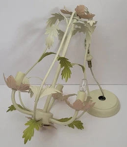 Tole Chandalier rosa grün 15 x 10,5" lackiertes Metall - Bild 1 von 10