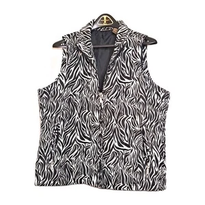 Jane Ashley schwarz weiß Zebra Animal Print Reißverschluss gefütterte Weste Größe XL 59451 - Bild 1 von 10