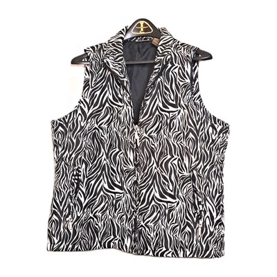 Jane Ashley Black White Zebra Animal Print Zip Up Puffer Vest Size XL 59451 - Image 1 of 4