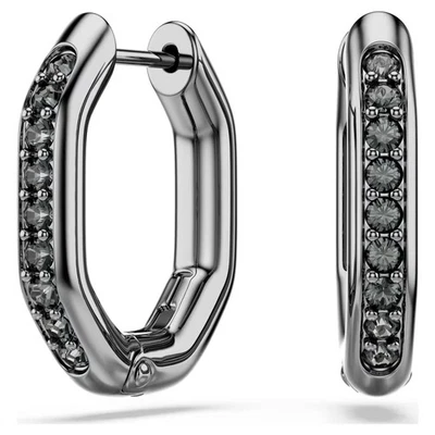 Swarovski Dextera Hoop Earrings, Octagon Shape, Black, Ruthenium Plated 5724586 - Image 1 of 4