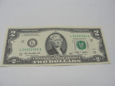2009 TWO DOLLAR BILL UNCIRCULATED Z2675 - Image 1 of 3