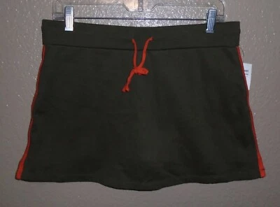 Falda corta Charlotte Russe oliva con pantalones cortos naranja cordón y ribete Junior L nueva con etiquetas Foto 1 de 4