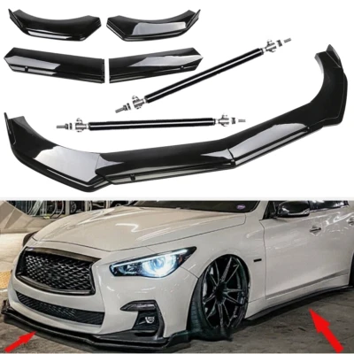 For INFINITI Q50 Q60 Q7 Front Bumper Lip Splitter Spoiler Strut Rods Body Kits Foto 1 de 4