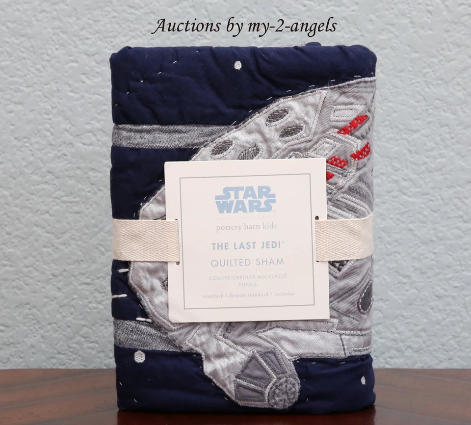 Pottery Barn Kids STAR WARS THE LAST JEDI Quilted Standard Sham milennium falcon - Image 1 of 1