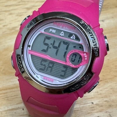 Timex 1440 Digital Quartz Watch Women 50m Silver Pink Alarm Chrono New Battery - Image 1 of 4