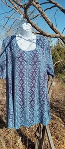 Lulu Roe Pullover blau graffic Druck kurzärmeliges kurzärmeliges Kleid Damen Größe 3X!!! - Bild 1 von 10