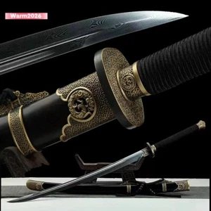 Chinese Bodyguard Dao Broadsword Sharp Folded Damascus Steel Blade Sword Y1447 - Picture 1 of 8