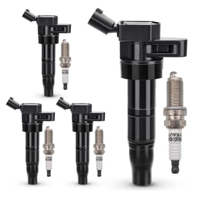 4X Ignition Coils + 4X Spark Plugs for 2010-2014 Hyundai Genesis Coupe Tucson - Image 1 of 4
