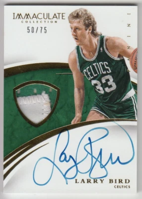 2014-15 Panini Immaculate Celtics Larry Bird Game Used Prime Patch Auto /75 HOF - Image 1 of 2