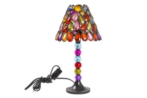 Tischleuchte Perlen Abat-Jour Mit Basis Glas Und Steine Farbig Ethno-Chic - Bild 1 von 4