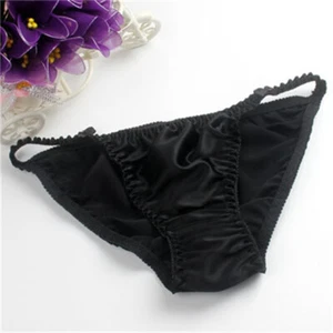 2 Pairs Women 100% Silk Bowknot Deco Underpant Hipster Bikinis G-string Knickers - Picture 1 of 34
