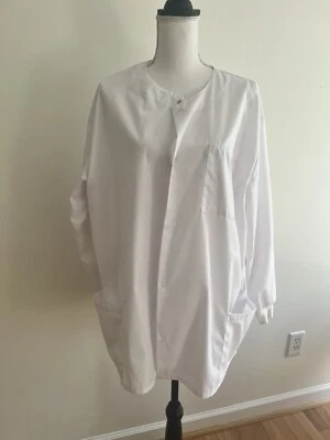 Natural uniform Natural, Comfort,  Size 2X Sleeve White Cotton Blend Lab Coat - Image 1 of 3