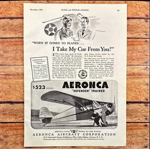 Pubblicità stampa d'epoca Aeronca Aircraft "Defender" Trainer 1941 - Foto 1 di 6
