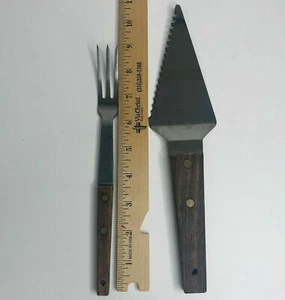 Vernon Co Kuchenheber Messer Servierer & Fleischgabel mit Holzgriffen Newton, Iowa - Bild 1 von 7