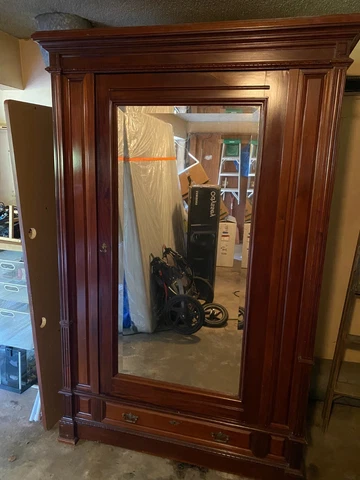 Antique Armoire Wardrobe Closet with Mirror Cover