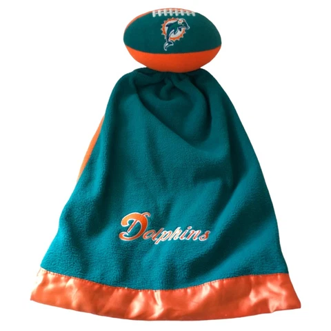Miami Dolphins Lovey Snuggle Ball Lovie Genuine NFL Embroidered Orange Turquoise Cover