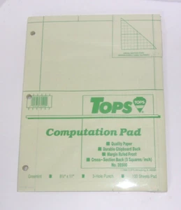 Tops Engineering Computation Pad 35500 Grid to Edge 8 1/2 x 11 Green 100 Sheets - Picture 1 of 1