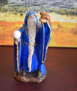 Windstone Editions Pena 1986 VTG WIZARD Blue Merlin Dragon 7" Crystal Staff - Picture 1 of 9