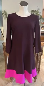 boston proper women’s medium burgundy fit flare long sleeve dress LL - Picture 1 of 8