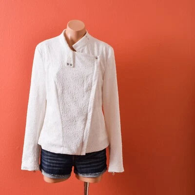 Chaqueta floral blanca asimétrica pequeña Robert Rodriguez para mujer Foto 1 de 4