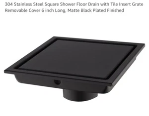 304 Stainless Steel Square Shower Floor Drain With Tile Insert Grate 6x6 - Picture 1 of 7