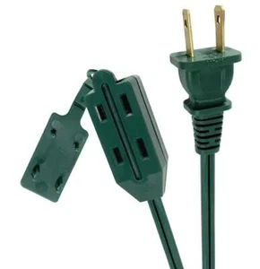 20ft Green 110v Very Long Household Extension Cord w/ 3-Outlet Tap - Brand-New - Picture 1 of 1