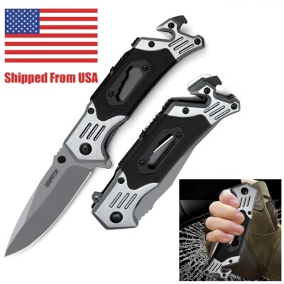 DISPATCH 9-in-1 Tactical Folding Knife EDC Pocket Knife with Fire Starter Glass Breaker