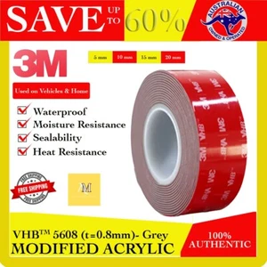 3M VHB 5608 Double Sided Tape 5mm--20mm Automotive Car Adhesive Sticky AU - GREY - Picture 1 of 8