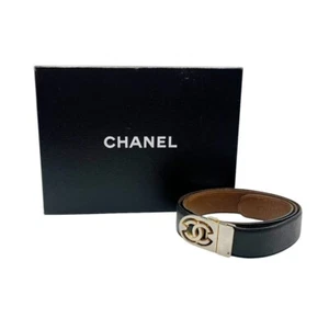 CHANEL Vintage Coco Mark Leather Belt 90/36 Women - Picture 1 of 10