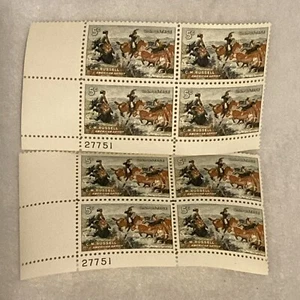 (2)MINT 1971 Charles M Russell American Artist US Postage 5¢ 4 Stamp Plate Block - Picture 1 of 4