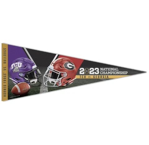 2023 National Championship Georgia Bulldogs TCU Horned FrogsPremium Pennant Cover