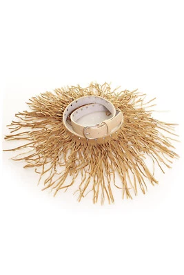 Damen Gürtel Echtes Leder Fransengürtel Leder Wildleder Mädchen Beige LF-9210 - Bild 1 von 3