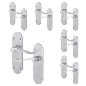 Satin Chrome Door Handles, Victorian Scroll Shaped Internal Handles - 6 Pairs - Picture 1 of 8