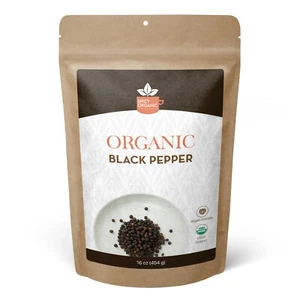 Organic Black Pepper - Dried Whole Peppercorns - 16 OZ - Picture 1 of 3