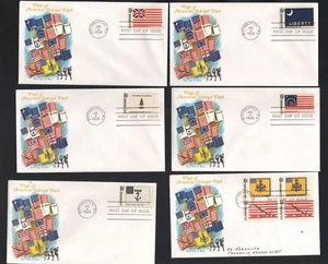 Lot von 6 FDC Flaggen amerikanischer Kolonialtage 6 Cent Briefmarken Pittsburgh PA - Bild 1 von 2
