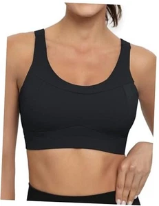 High Impact Sports Bras for Women,Racerback Running Bra Workout Large Black - Picture 1 of 6