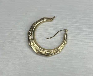 14k Yellow Gold Geometric Designed Hoop Earring - Picture 1 of 2