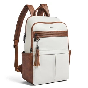 Leather Laptop Backpack for Women, 15.6" Causal Daypack Backpacks Purse Compu... - Picture 1 of 8