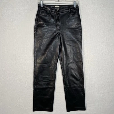 Aritzia Wilfred Melina Vegan Leather Straight Leg High Waist Black Pant Size 2 - Image 1 of 4